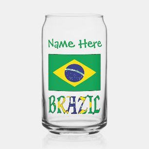Brasil Brasilische Flagge Grün Personalisierter Na Dosenglas