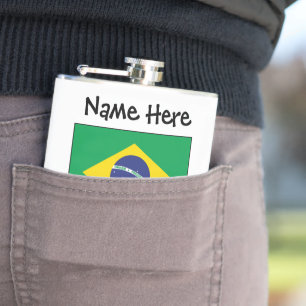 Brasil Brasilische Flagge Personalisierter Name Flachmann
