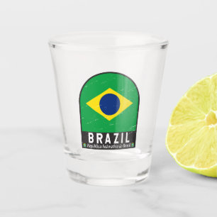 Brasil-Flag-Emblem gestört Vintag Schnapsglas