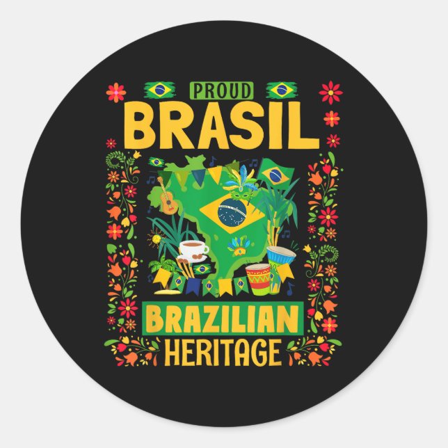 Brasil Flag Outfit Idee für Kinder Brasilien & amp Runder Aufkleber (Vorderseite)