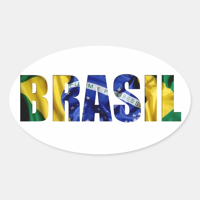 Brasil Flag Ovaler Aufkleber (Vorderseite)