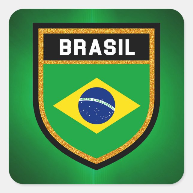 Brasil Flag Quadratischer Aufkleber (Vorderseite)