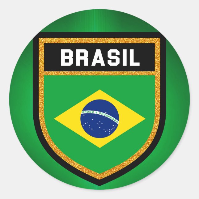 Brasil Flag Runder Aufkleber (Vorderseite)