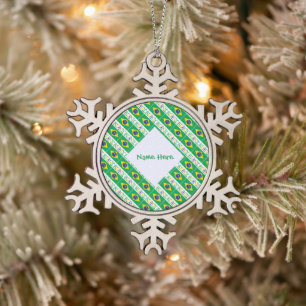Brasil Flagge Brasil Kachel Persönlicher Name Schneeflocken Zinn-Ornament