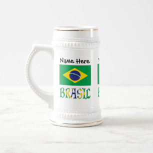 Brasil Flagge Brasil Personalisierter Name Bierglas