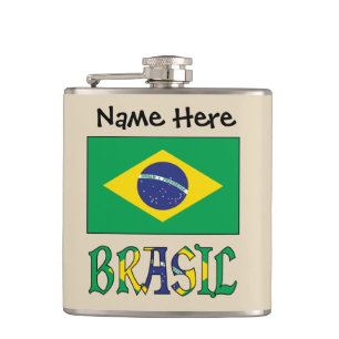 Brasil Flagge Brasil Personalisierter Name Flachmann