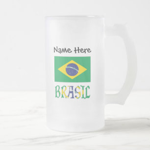 Brasil Flagge Brasil Personalisierter Name Mattglas Bierglas