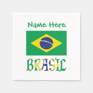 Brasil Flagge Brasil Personalisierter Name Serviette