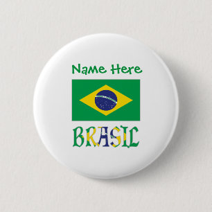 Brasil Flagge Brasiliens Grün Personalisiert Button