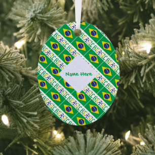 Brasil Flagge Brasiliens Tiled Personalisiert Ornament Aus Metall