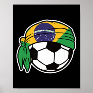Brasil-Flagge Fußball-Design mit Stirnband Premi Poster