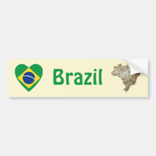 Brasil-Flagge Herz + Karte Aufkleber Autoaufkleber