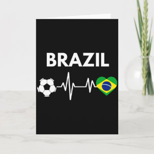 Brasil-Flagge Herzschlag Fußball-Design Langarmshi Karte