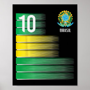 Brasil-Flagge Nummer 10 Brasilien Fußball Männer F Poster