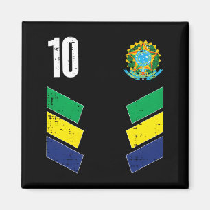 Brasil-Flagge Nummer 10 Fußball-Fan-T-Shirt_1  Magnet