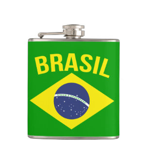 Brasil-Flaggen-Slogan angesagt Flachmann