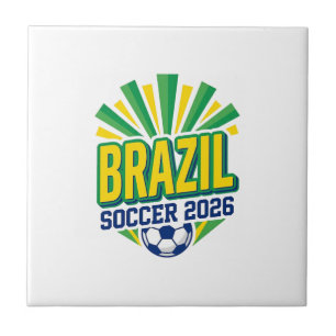 Brasil Fußball 2026 Fußball Fett Land Typografie  Fliese