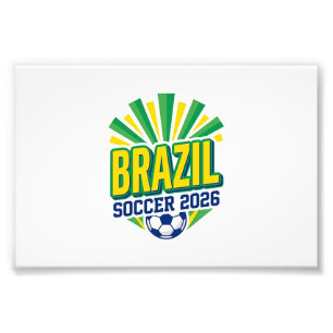 Brasil Fußball 2026 Fußball Fett Land Typografie Fotodruck
