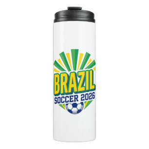 Brasil Fußball 2026 Fußball Fett Land Typografie Thermosbecher