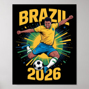 Brasil Fußball 2026 - Lustiges Design für Fußballf Poster
