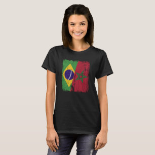 Brasil Marokko Halbflagge Brasilianisch Marokkanis T-Shirt