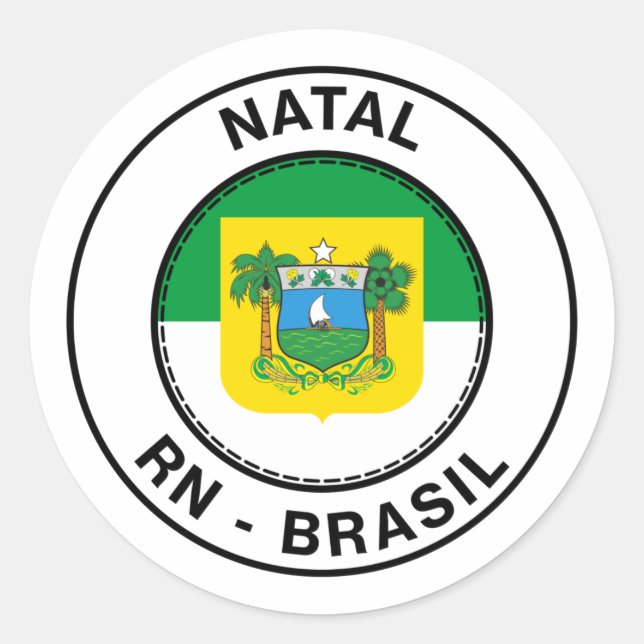 Brasil Natal Rio Grande do Norte RN Bandeira Runder Aufkleber (Vorderseite)