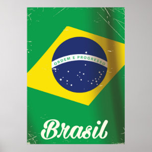 Brasil nationale Flagge Vintage-Reiseposter Poster