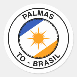 Brasil Palmas Tocantins TO Bandeira Stamp Runder Aufkleber