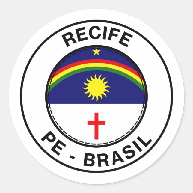 Brasil Recife Pernambuco PE Bandeira Stamp Runder Aufkleber (Vorderseite)