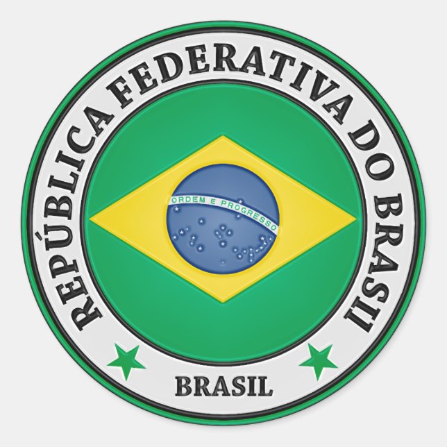 Brasil Round Emblem Runder Aufkleber (Vorderseite)