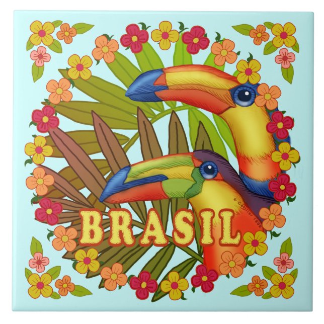 Brasil Toucans Keramik Fliese (Vorderseite)