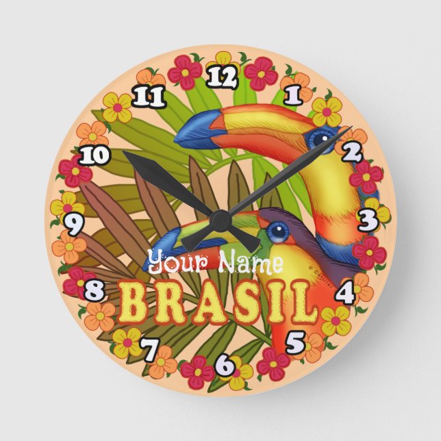 Brasil Toucans Runde Wanduhr (Vorderseite)