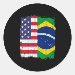 Brasil USA Brasilianische Flagge Runder Aufkleber