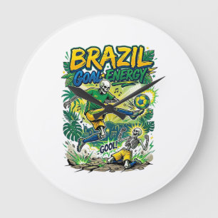 Brasil Ziel Energie Skelett Stürmer Nationen Schöp Große Wanduhr