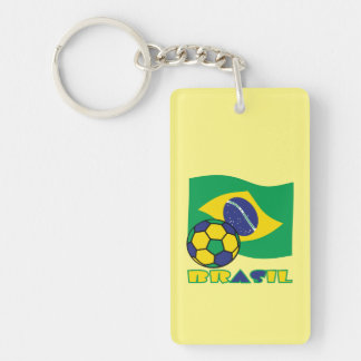 Brasileiro Fußball und Flagge Brasilien auf Portug Schlüsselanhänger
