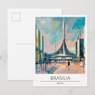 Brasília Brasil Vintage-Kunstillustration Reise Postkarte