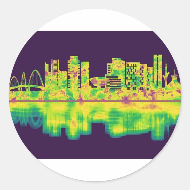 Brasilia Skyline Runder Aufkleber (Vorderseite)
