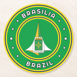 Brasilia-Wappen Brasilien Runder Pappuntersetzer