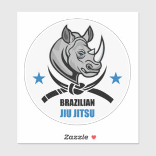 Brasilian Jiu Jitsu Rhino BJJ Kämpfer Aufkleber