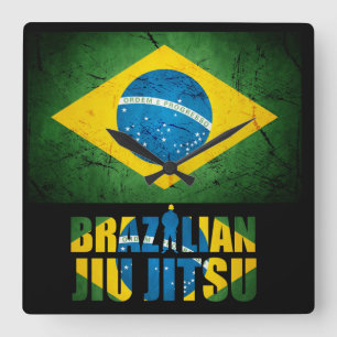 Brasilianer Jiu Jitsu - verwitterte Quadratische Wanduhr