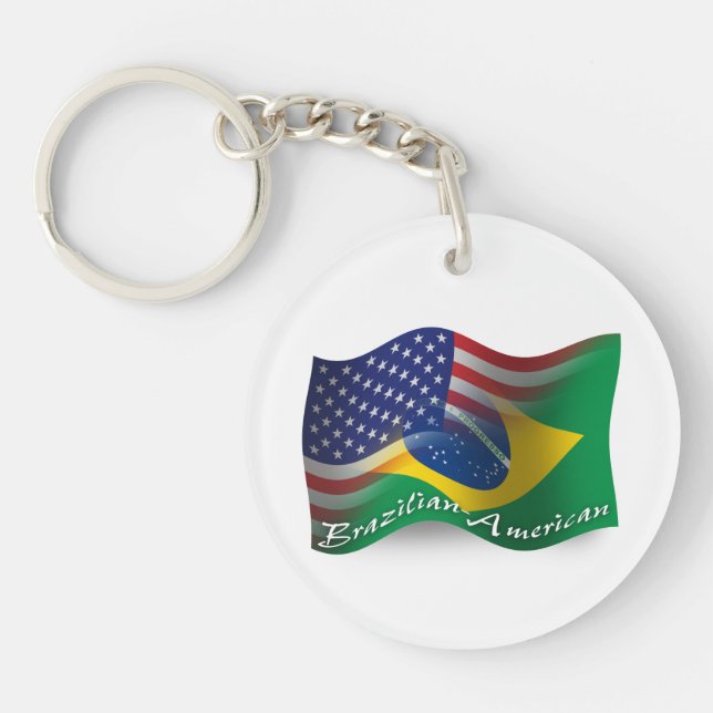Brasilianisch-amerikanische Wave-Fahne Schlüsselanhänger (Vorderseite)