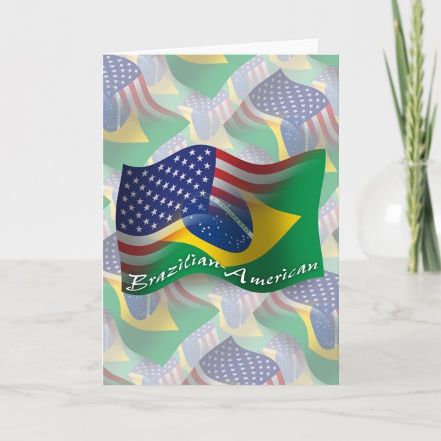 Brasilianisch-amerikanische Waving Flag Karte (Vorderseite)