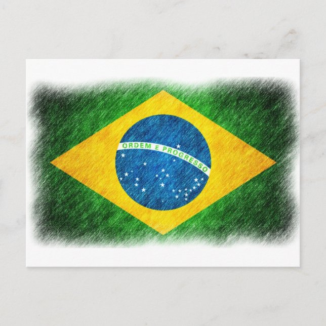 Brasilianisch_Flag_Stift_Malerei Postkarte (Vorderseite)
