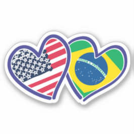 Brasilianische amerikanische Herzfahnen Aufkleber