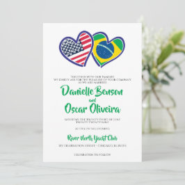 Brasilianische amerikanische Herzflags Hochzeit Einladung