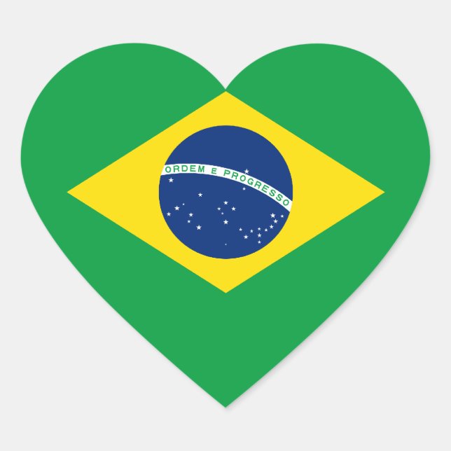 Brasilianische/brasilianische Flagge Herz-Aufkleber (Vorderseite)