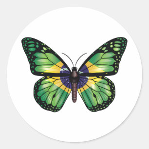 Brasilianische Butterfly-Monarque-Flagge Runder Aufkleber