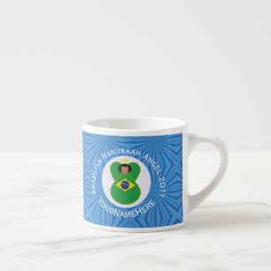 Brasilianische Chanukka-Engel-Flagge Personalisier Espressotasse