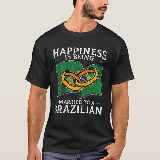 Brasilianische Ehe Verheiratete Flagge mit Hochzei T-Shirt (Vorderseite)