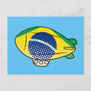 Brasilianische Flagge Blimp Ballon am blauen Himme Postkarte